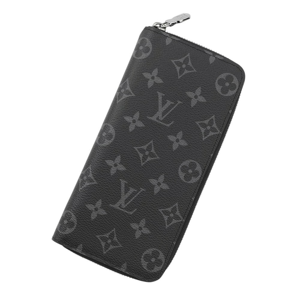 Louis Vuitton Long Wallet Monogram Eclipse Black Zippy Vertical Black